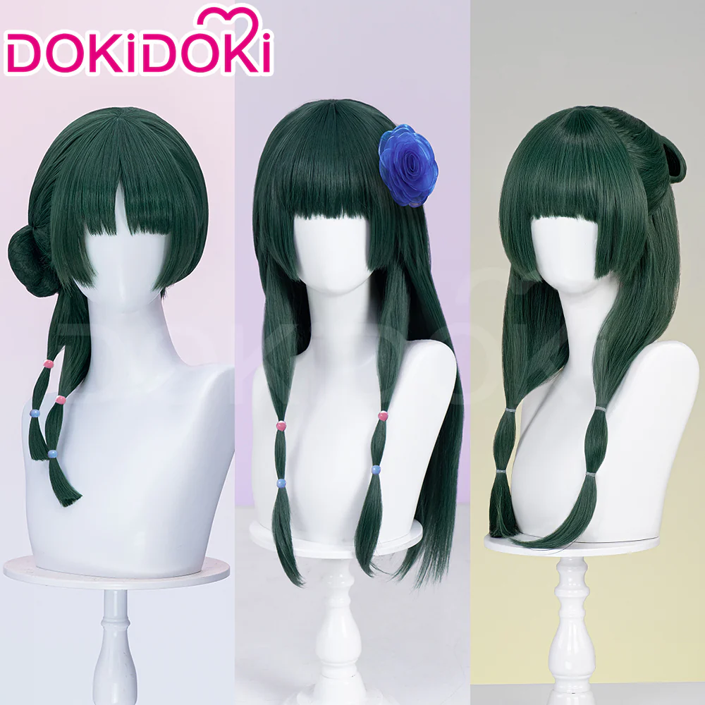 【Partially Ready For Ship】DokiDoki Anime The Apothecary Diaries Cosplay Mao Mao Wig / Bow Clip / Ear Clip Long Straight Green Hair Maomao