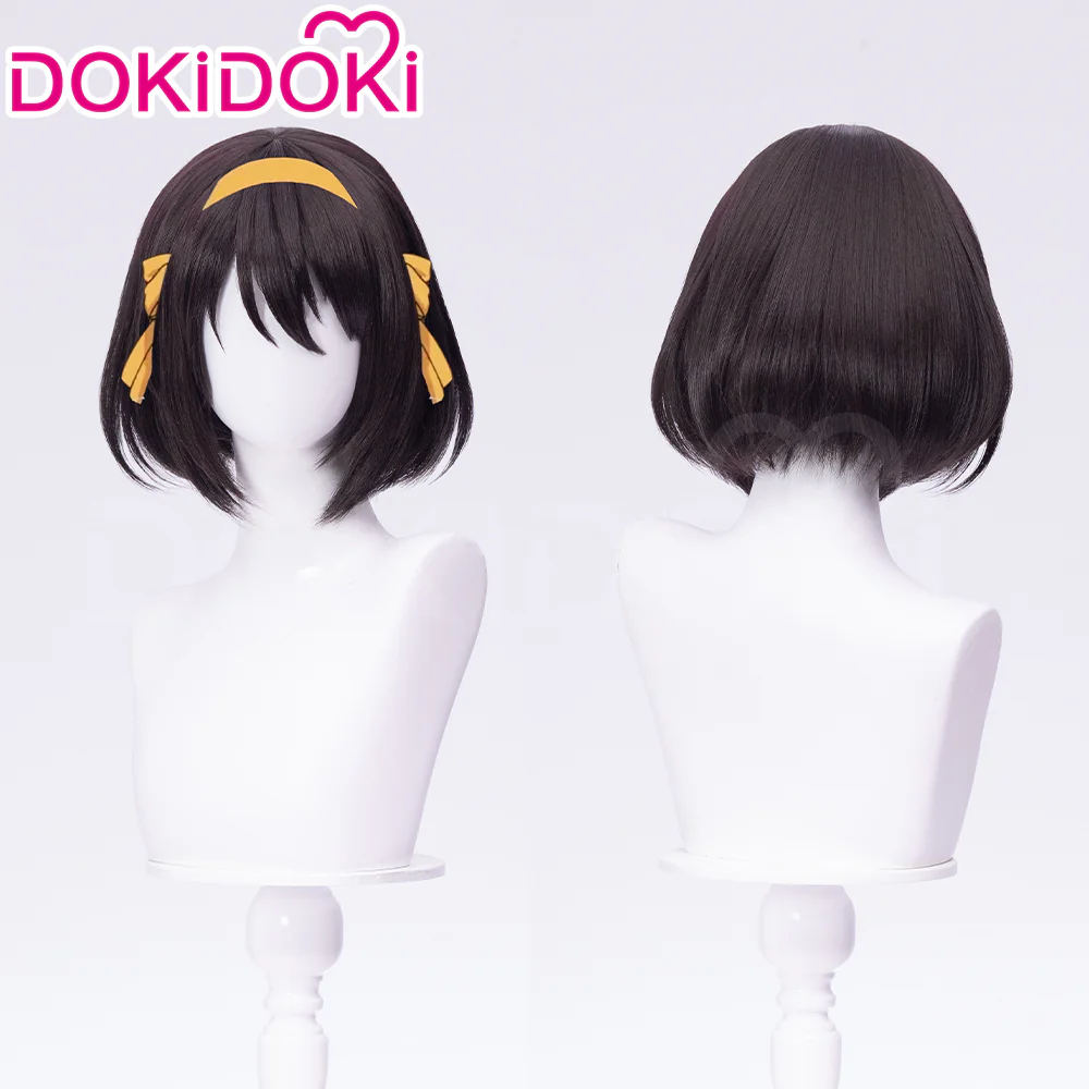 【Ready For Ship】DokiDoki Anime The Melancholy of Haruhi Suzumiya Cosplay Haruhi Suzumiya Wig Short Straight Brown Hair