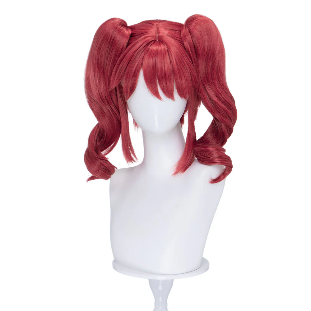 【Ready For Ship】DokiDoki Anime Twin Princesses of the Wonder Planet Cosplay Fine Wig Short Curly Red Pigtails Hair Fain - Image 5