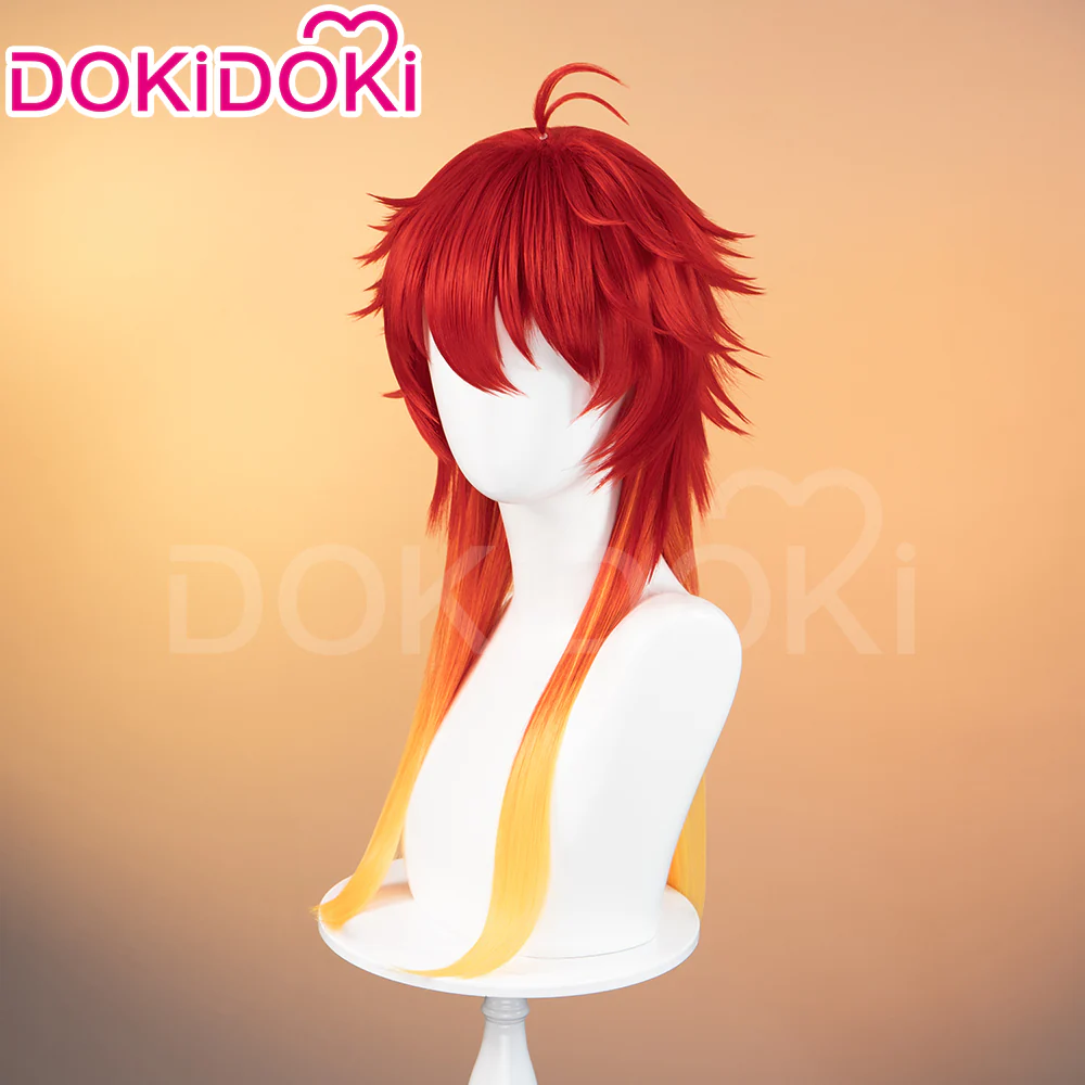 【Ready For Ship】DokiDoki Anime Wind Breaker Cosplay Chika Takiishi Wig Long Straight Red Yellow Gradient Hair - Image 2
