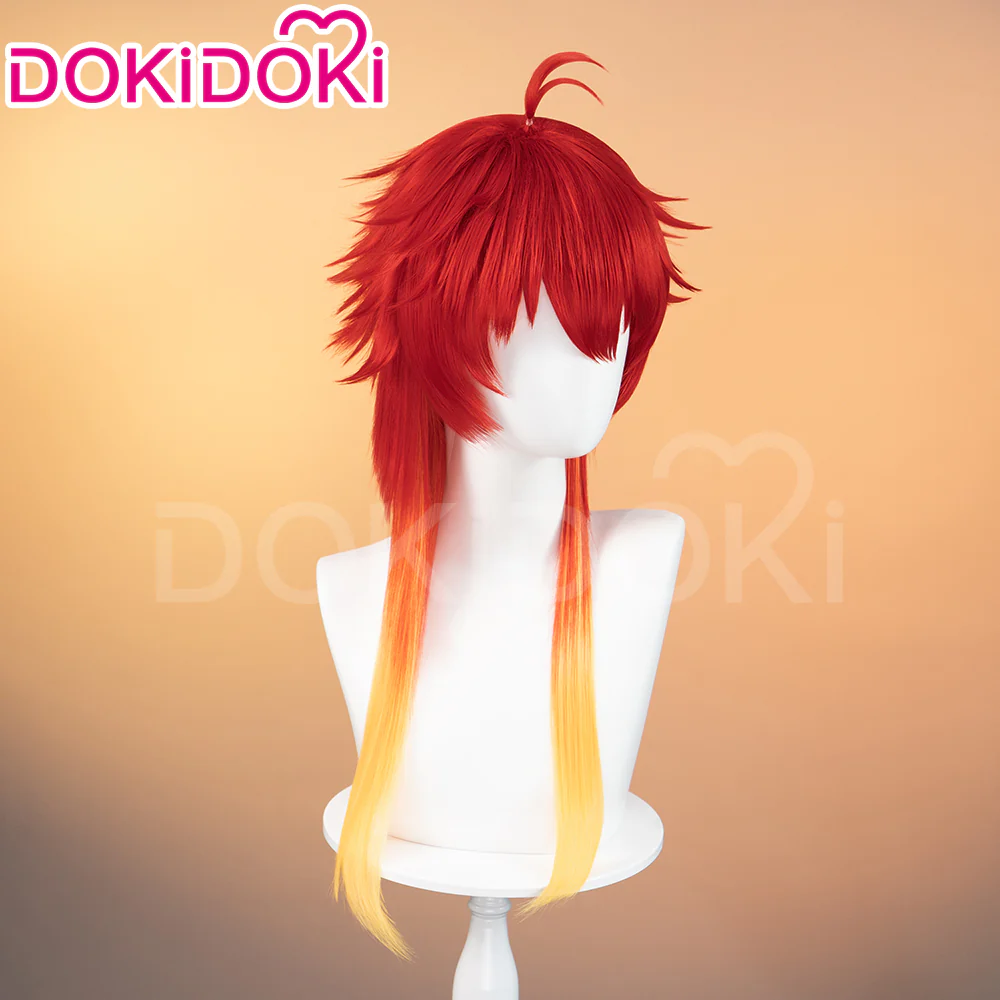 【Ready For Ship】DokiDoki Anime Wind Breaker Cosplay Chika Takiishi Wig Long Straight Red Yellow Gradient Hair - Image 3