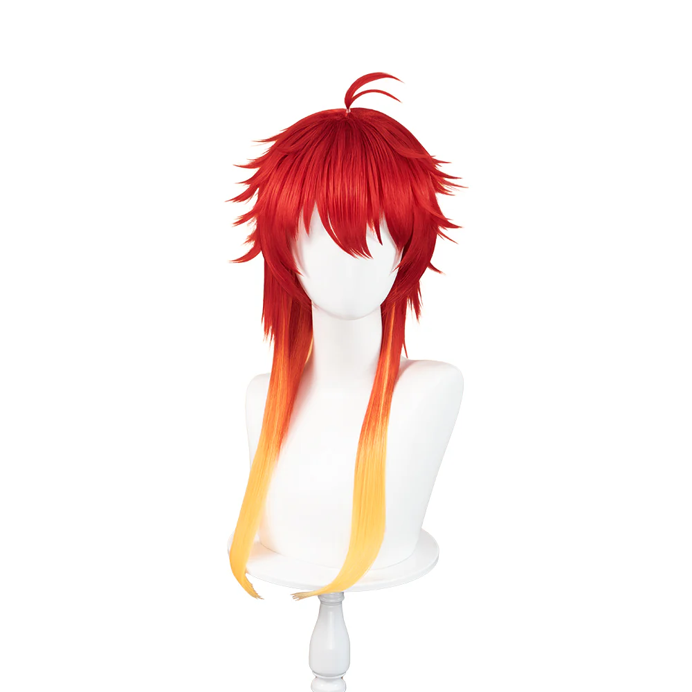 【Ready For Ship】DokiDoki Anime Wind Breaker Cosplay Chika Takiishi Wig Long Straight Red Yellow Gradient Hair - Image 5