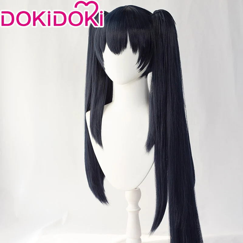 【Ready For Ship】DokiDoki Black Rock Shooter Cosplay Wig Two Ponytails Hair Long Straight Dark Blue - Image 2
