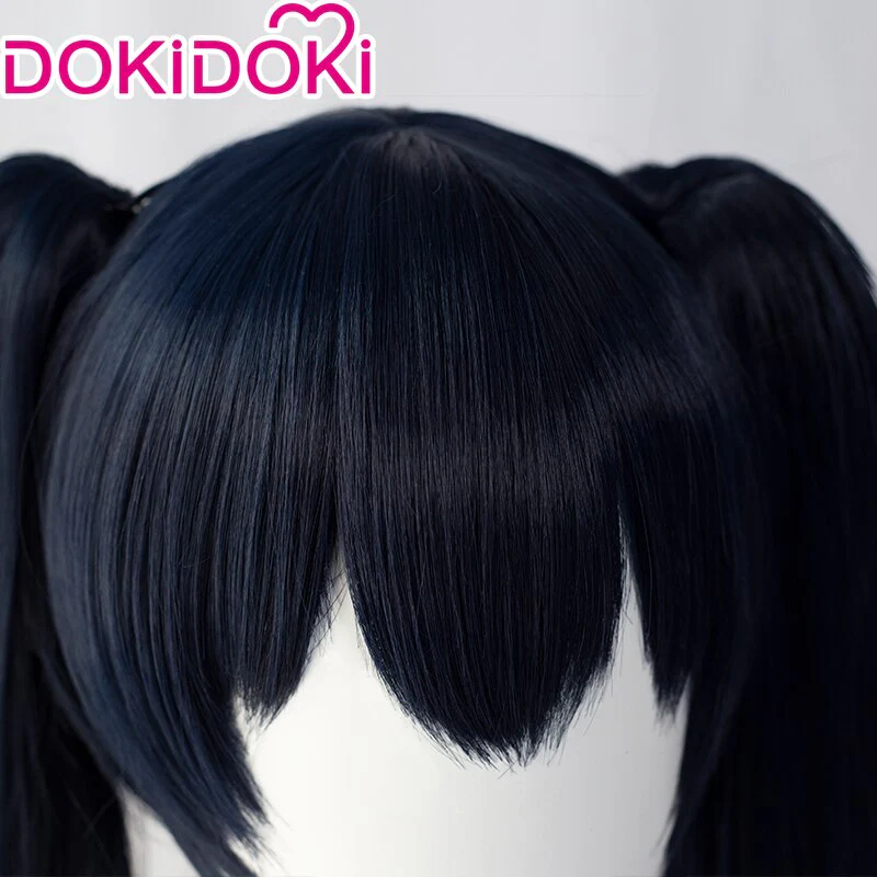 【Ready For Ship】DokiDoki Black Rock Shooter Cosplay Wig Two Ponytails Hair Long Straight Dark Blue - Image 4
