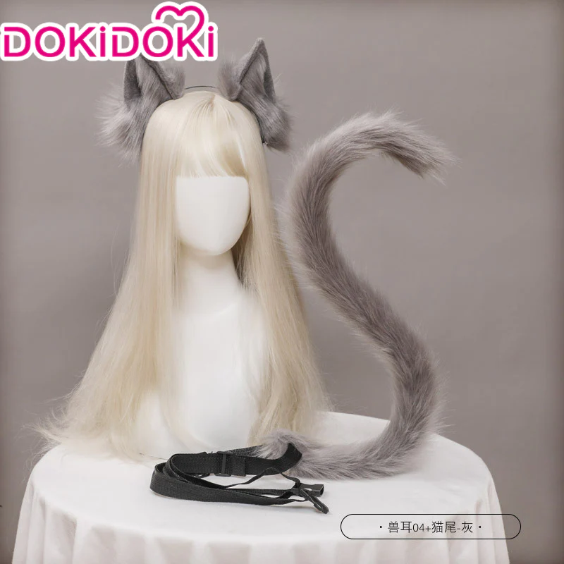 【In Stock】DokiDoki Cosplay Cat Ears Tail Lolita Cute White/Pink/Black/Grey/Wine Red/Light Blue/Camel/Purple Cat Ears Tail - Image 10