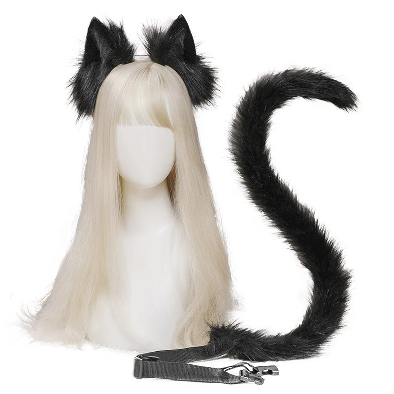 【In Stock】DokiDoki Cosplay Cat Ears Tail Lolita Cute White/Pink/Black/Grey/Wine Red/Light Blue/Camel/Purple Cat Ears Tail - Image 5