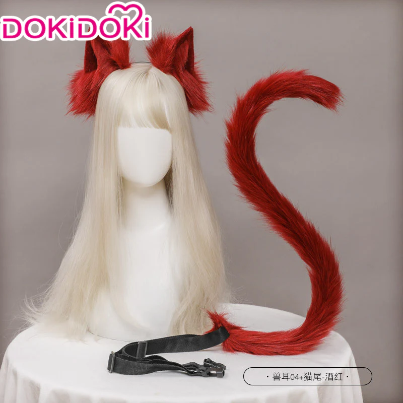 【In Stock】DokiDoki Cosplay Cat Ears Tail Lolita Cute White/Pink/Black/Grey/Wine Red/Light Blue/Camel/Purple Cat Ears Tail - Image 7