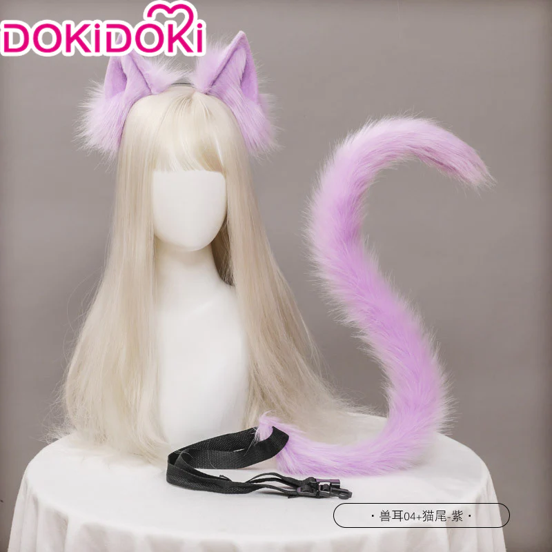 【In Stock】DokiDoki Cosplay Cat Ears Tail Lolita Cute White/Pink/Black/Grey/Wine Red/Light Blue/Camel/Purple Cat Ears Tail - Image 8