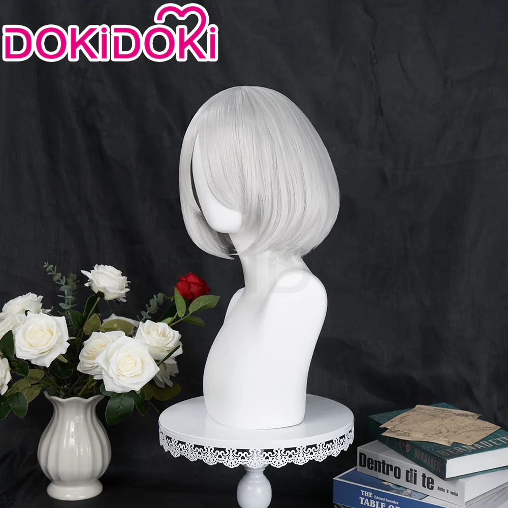 【Ready For Ship】DokiDoki Cosplay Game Cosplay Wig Women Short White Heat Resistant Hair / Eyeshade / Hairband - Image 3