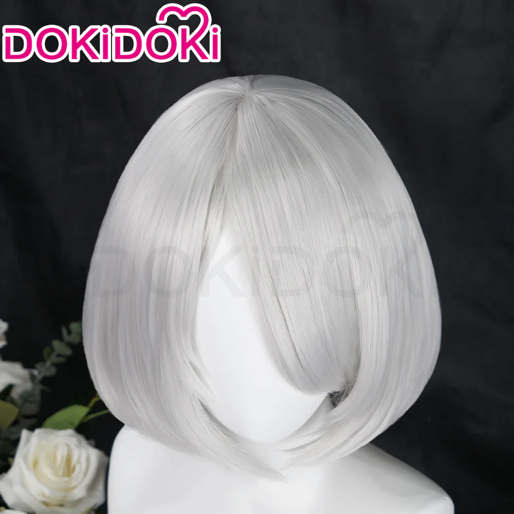 【Ready For Ship】DokiDoki Cosplay Game Cosplay Wig Women Short White Heat Resistant Hair / Eyeshade / Hairband - Image 4
