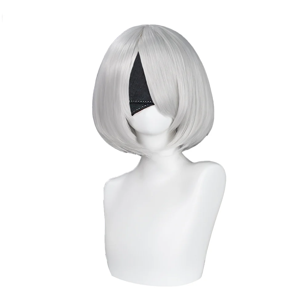 【Ready For Ship】DokiDoki Cosplay Game Cosplay Wig Women Short White Heat Resistant Hair / Eyeshade / Hairband - Image 5