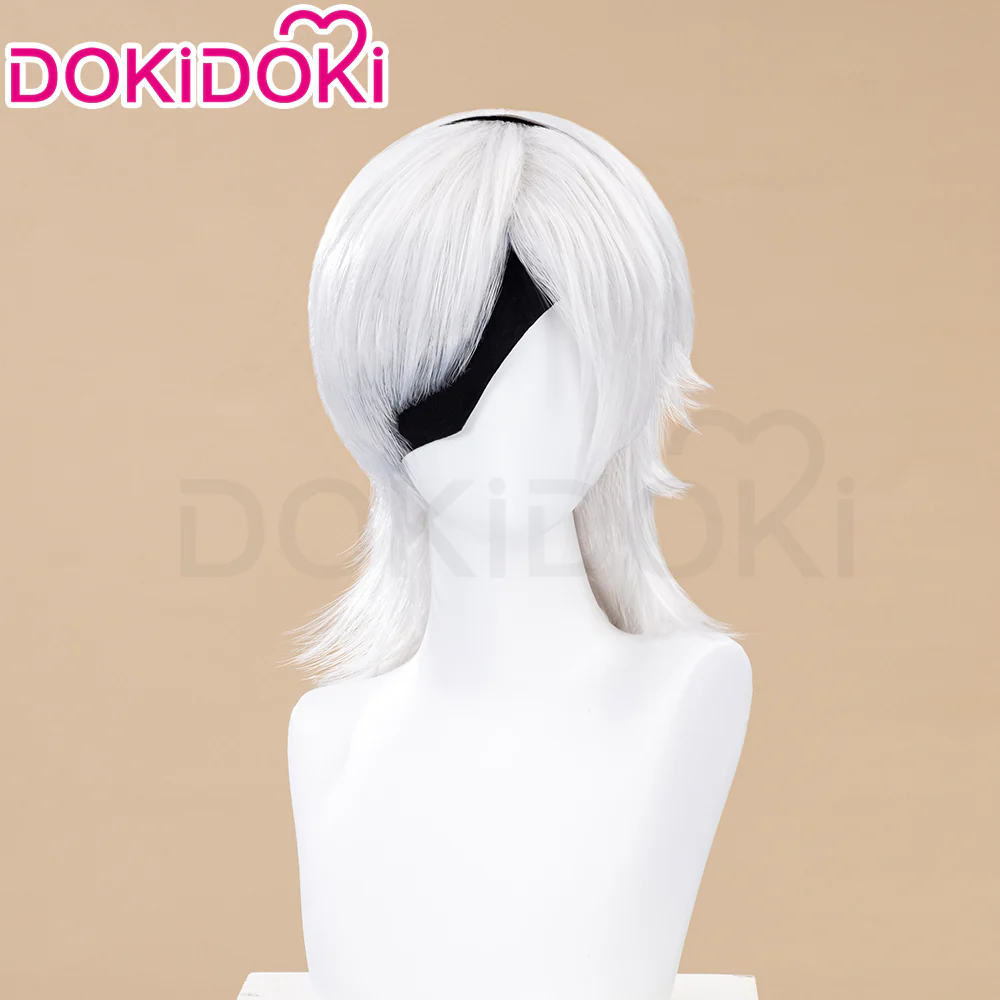 【Ready For Ship】DokiDoki Cosplay Game Cosplay Wig Women Short White Heat Resistant Hair / Eyeshade / Hairband - Image 6