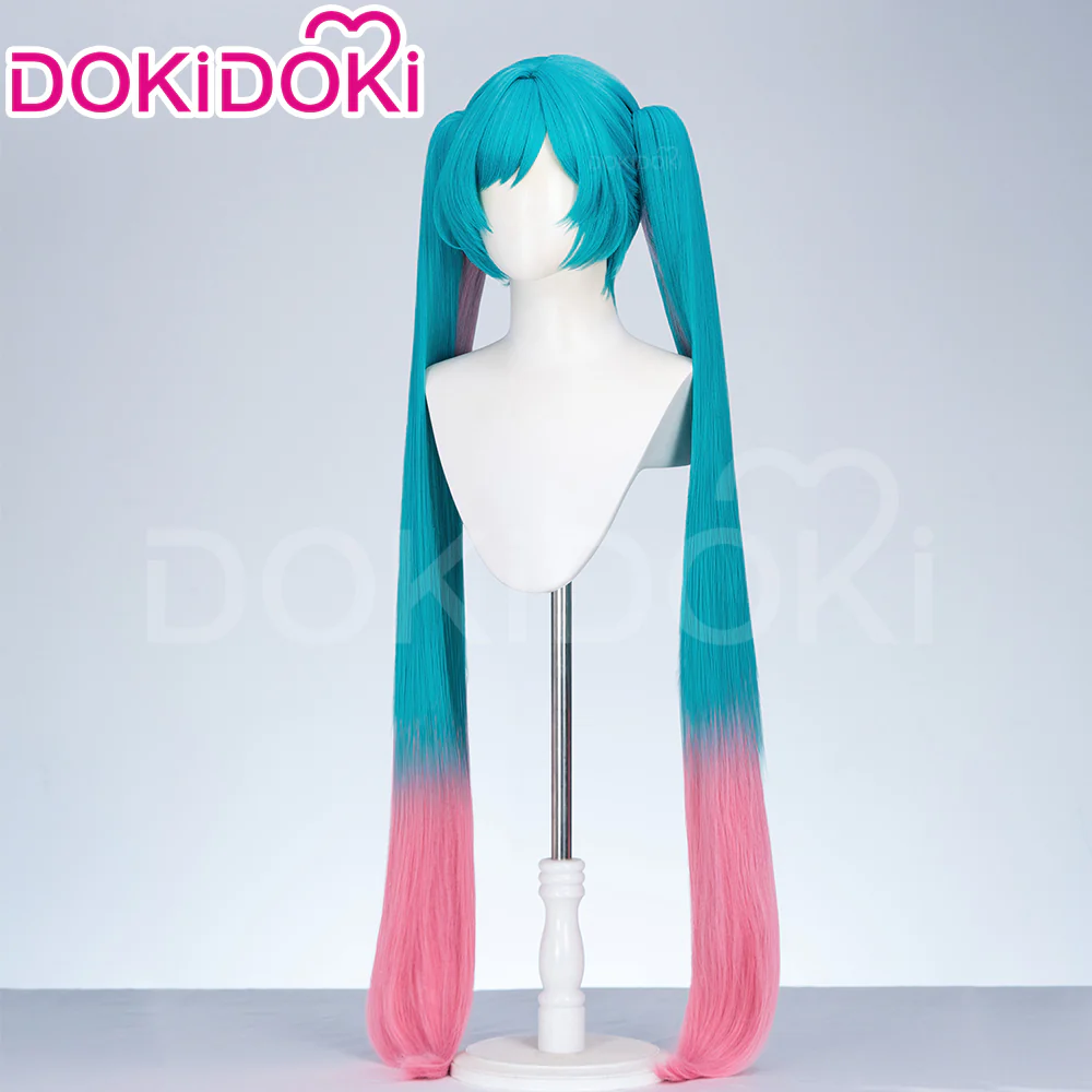 【Ready For Ship】DokiDoki Cosplay Wig Long Curly Green Pink Hair - Image 2