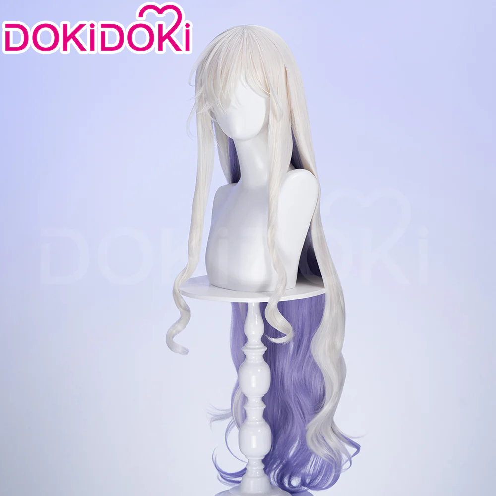 【Ready For Ship】DokiDoki Game Arknights Cosplay Necrass Wig Long Curly Silver Purple Hair - Image 2