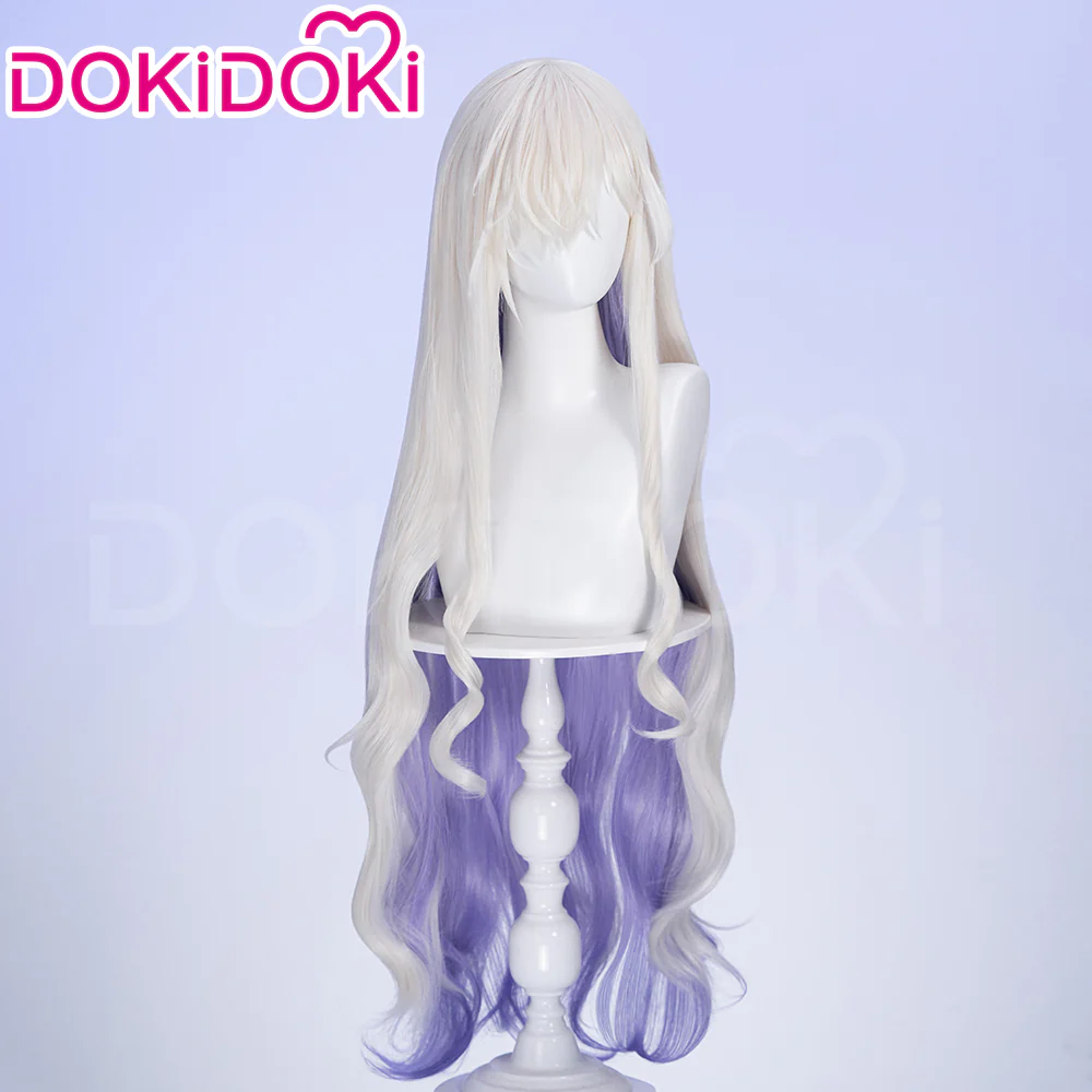 【Ready For Ship】DokiDoki Game Arknights Cosplay Necrass Wig Long Curly Silver Purple Hair - Image 3