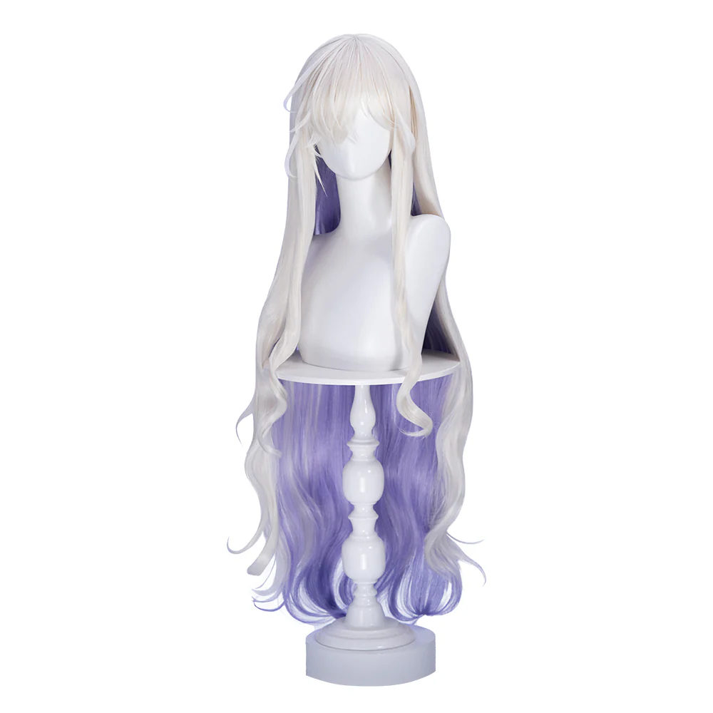 【Ready For Ship】DokiDoki Game Arknights Cosplay Necrass Wig Long Curly Silver Purple Hair - Image 5