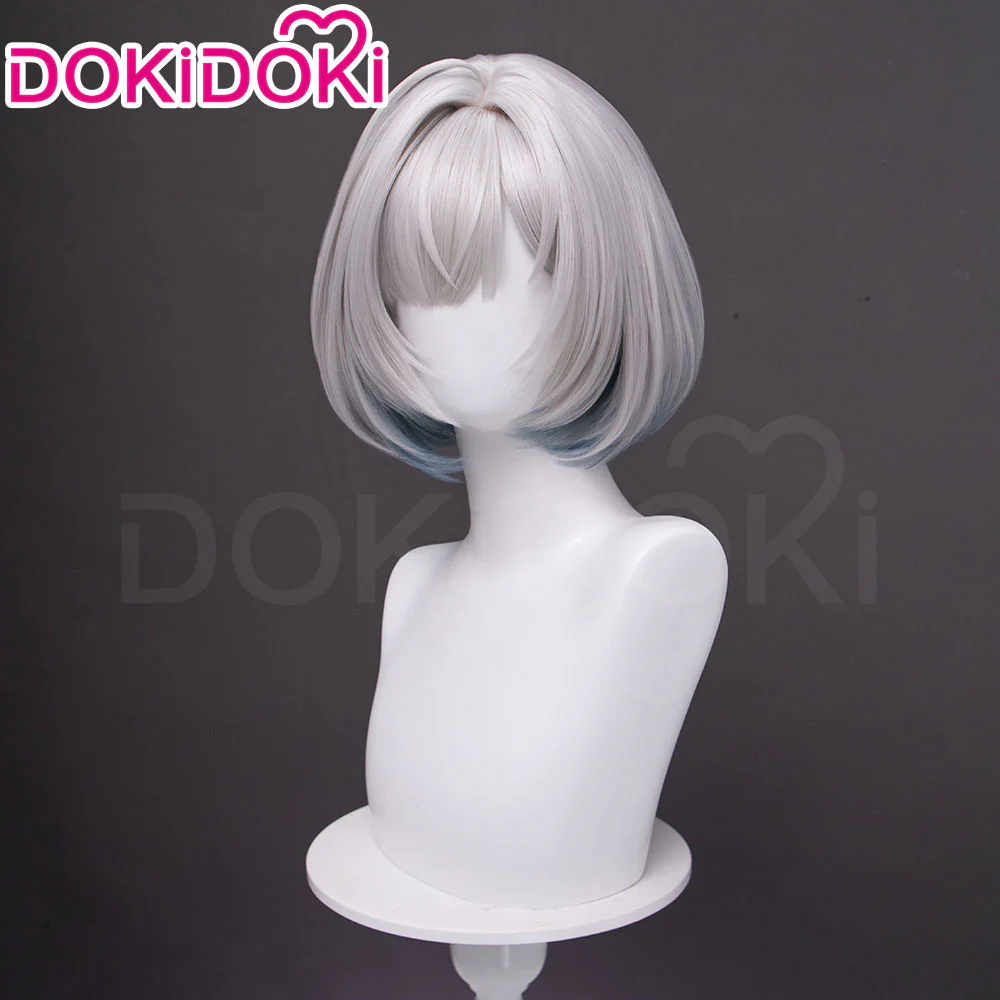 【Ready For Ship】DokiDoki Game Arknights: Endfield Cosplay Snowshine Wig Short Straight Silver Blue Gradient Hair - Image 2