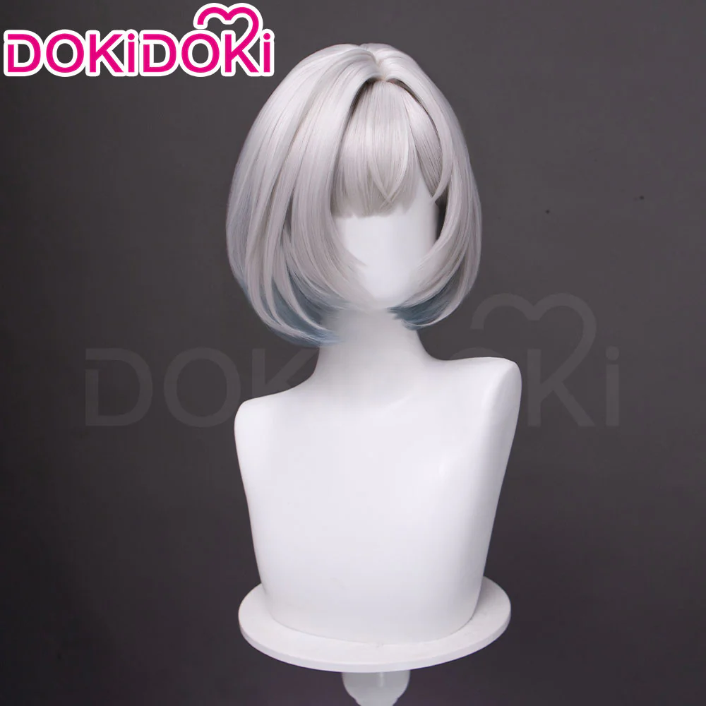 【Ready For Ship】DokiDoki Game Arknights: Endfield Cosplay Snowshine Wig Short Straight Silver Blue Gradient Hair - Image 3