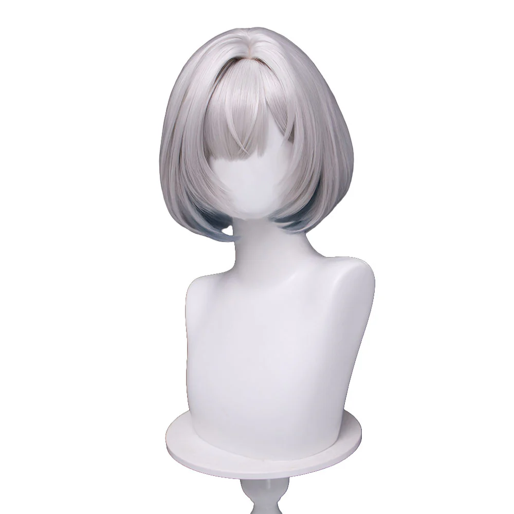【Ready For Ship】DokiDoki Game Arknights: Endfield Cosplay Snowshine Wig Short Straight Silver Blue Gradient Hair - Image 5
