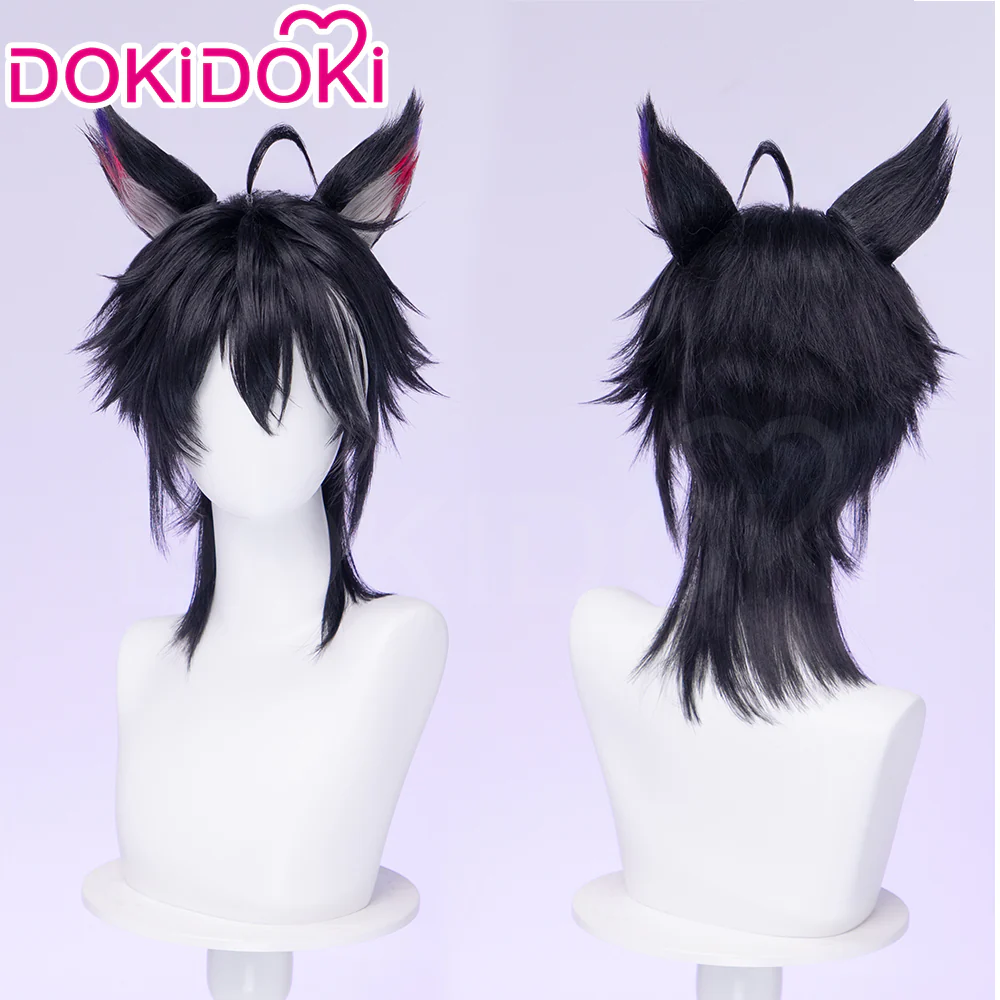 DokiDoki Game Arknights: Endfield Cosplay Wulfgard Wig Short Black Silver Highlight Hair
