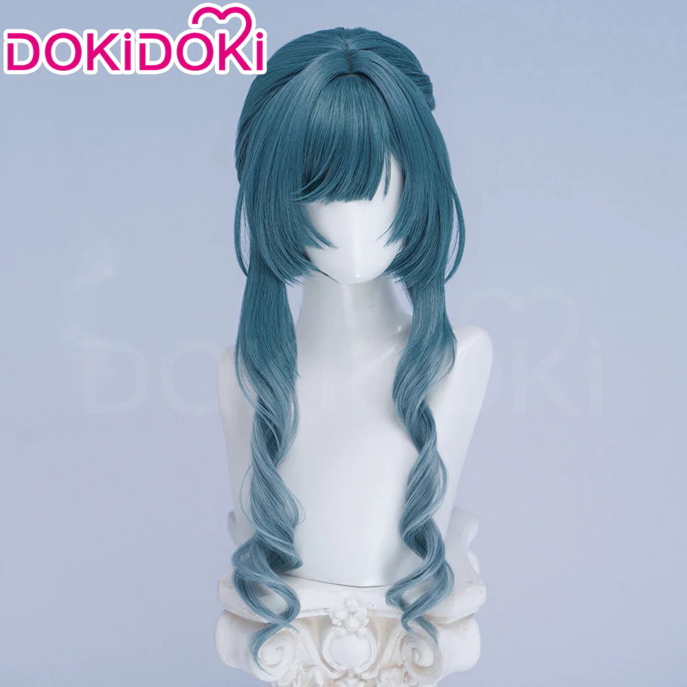 DokiDoki Game Arknights: Endfield Cosplay Xaihi Wig Long Curly Cyan Blue Braided Hair - Image 2