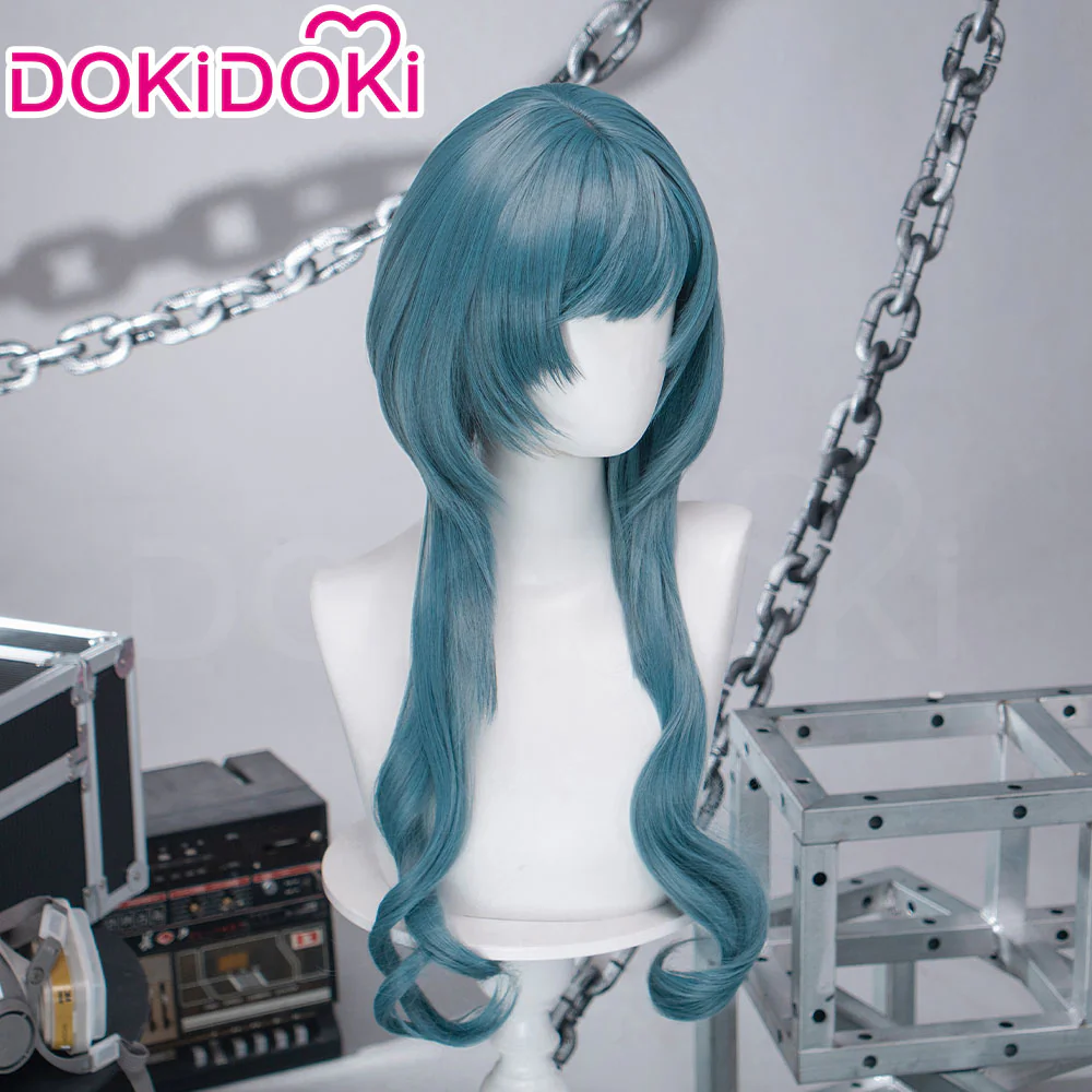DokiDoki Game Arknights: Endfield Cosplay Xaihi Wig Long Curly Cyan Blue Braided Hair - Image 8