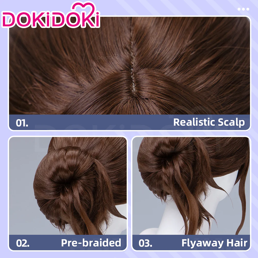 【Ready For Ship】DokiDoki Game Clair Obscur: Expedition 33 Copslay Sciel Wig Short Curly Brown Hair Buns - Image 4