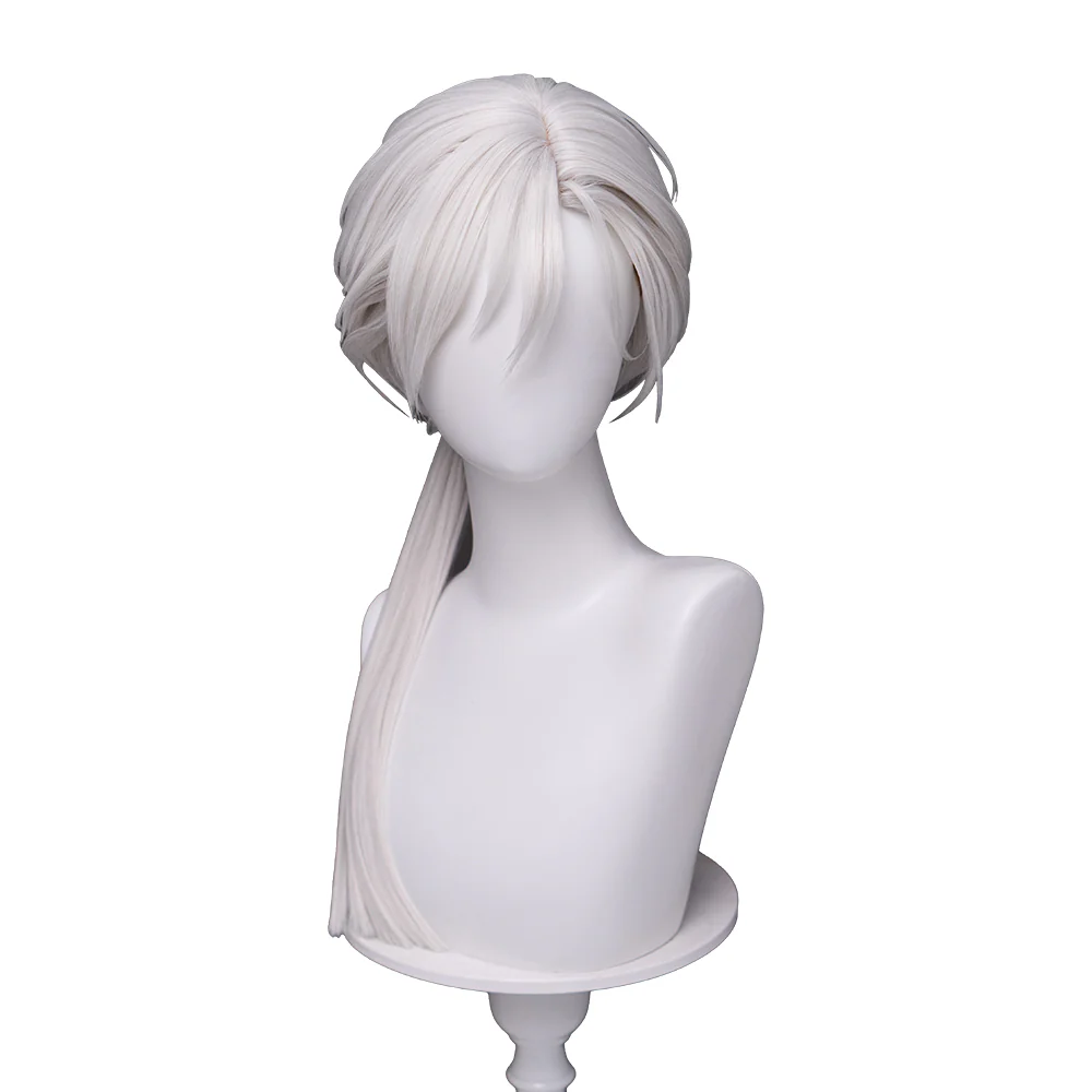 【Ready For Ship】DokiDoki Game Cosplay Fox Guy Wig / Earring Long Straight Ponytail White Hair - Image 6