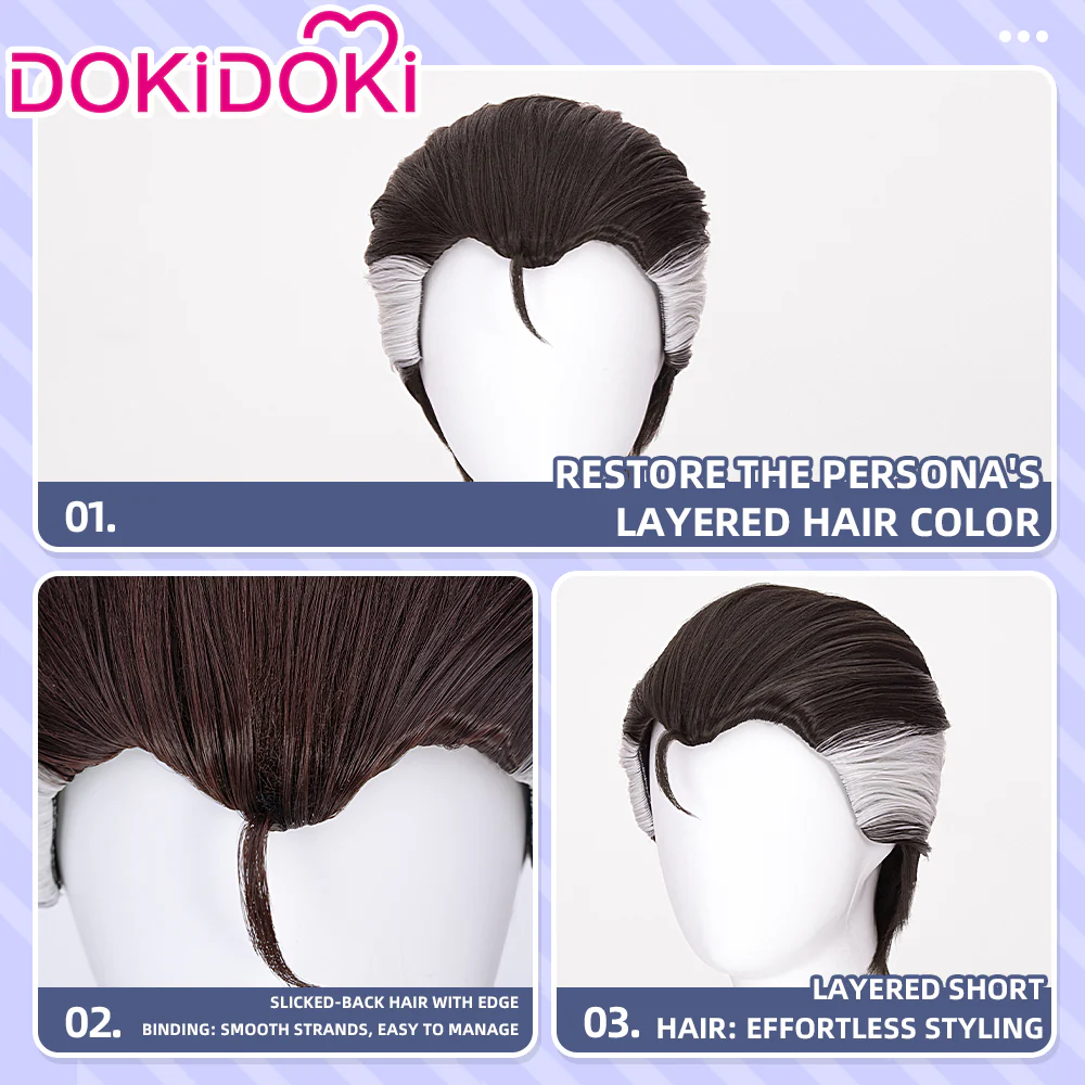 【Ready For Ship】DokiDoki Game Cosplay Men Wig Black Accent Dyeing - Image 5