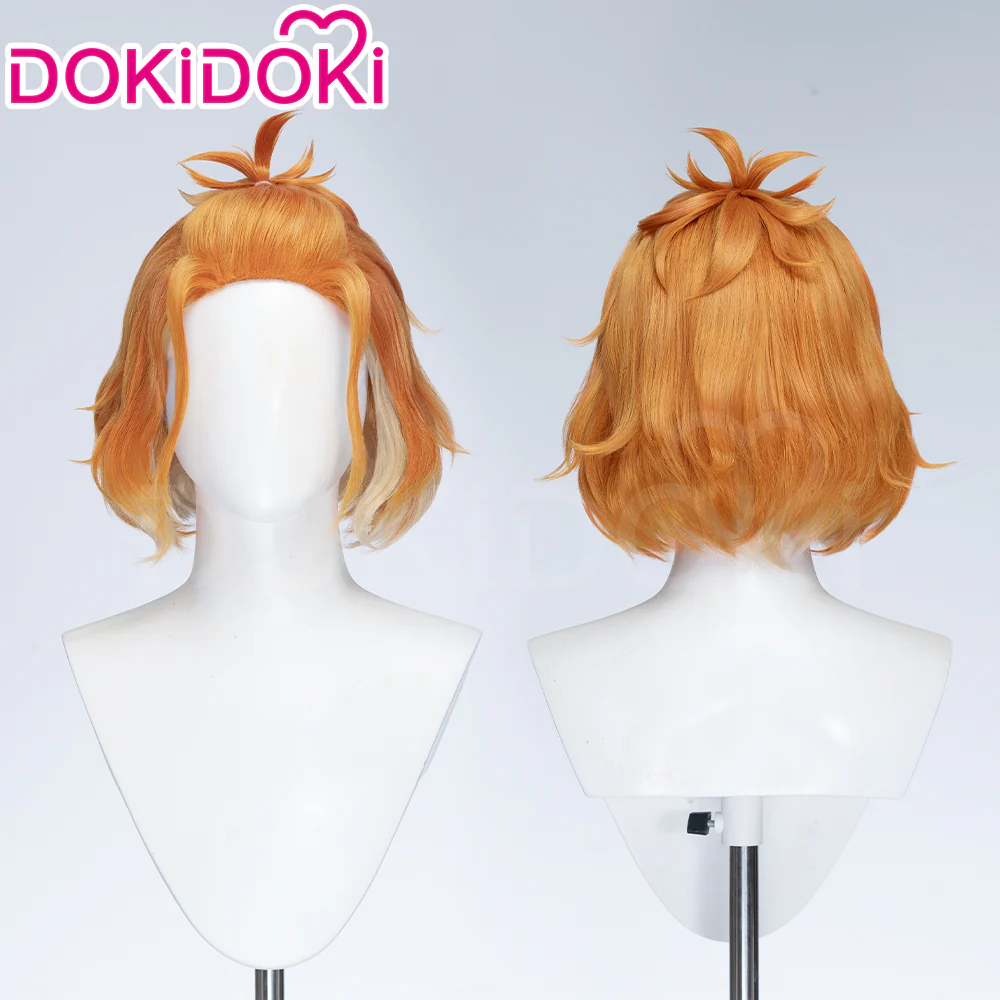 【Ready For Ship】DokiDoki Game Cosplay Men Wig Short Curly Orange Yellow Gradient Hair