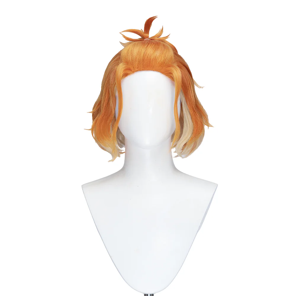 【Ready For Ship】DokiDoki Game Cosplay Men Wig Short Curly Orange Yellow Gradient Hair - Image 2