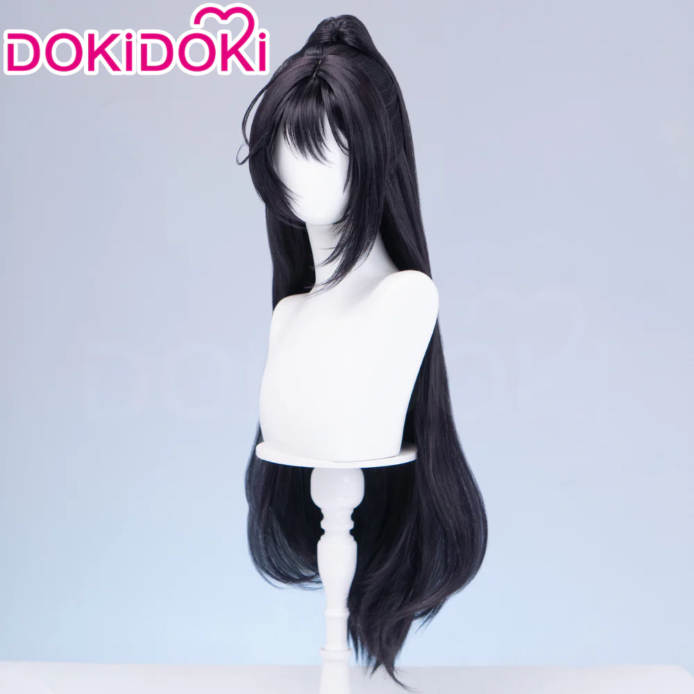 【Ready For Ship】DokiDoki Game Cosplay Wig Long Black Hair High Ponytail - Image 2