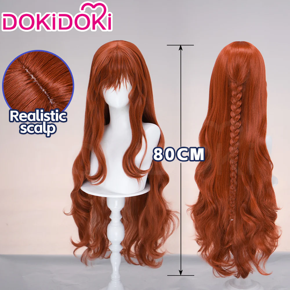 【Ready For Ship】DokiDoki Game Cosplay Wig Long Curly Dark Red Hair