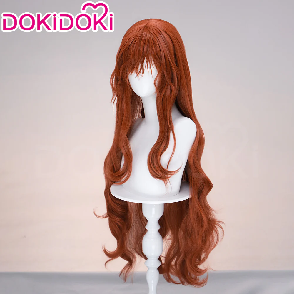 【Ready For Ship】DokiDoki Game Cosplay Wig Long Curly Dark Red Hair - Image 2