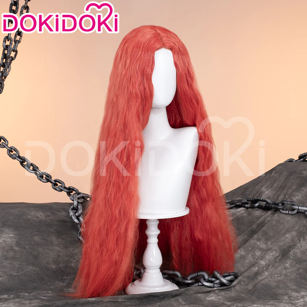 【Ready For Ship】DokiDoki Game Cosplay Wig Long Curly Red Hair / Helmet - Image 3