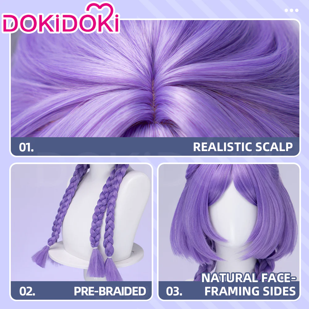 【Ready For Ship】DokiDoki Game Cosplay Wig Long Purple Long braids Hair - Image 2