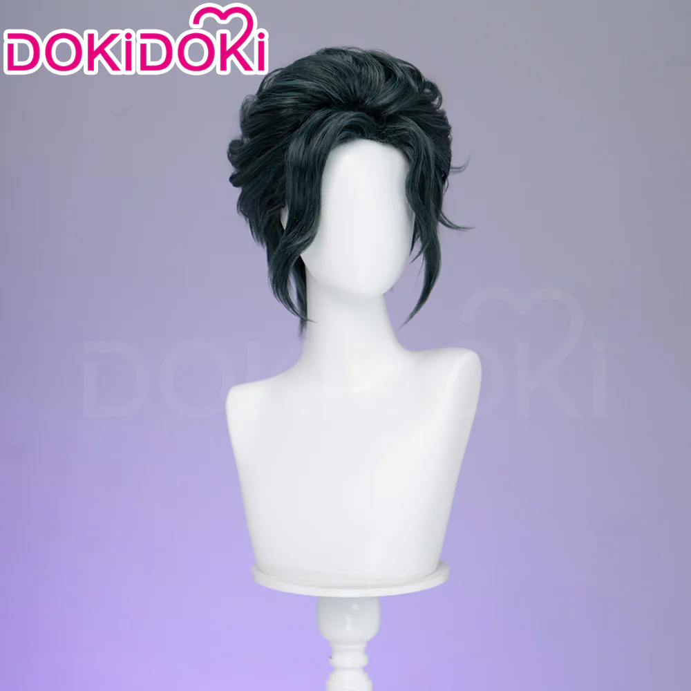 【Ready For Ship】DokiDoki Game Cosplay Wig Short Curly Dark Green Hair Headmage - Image 3