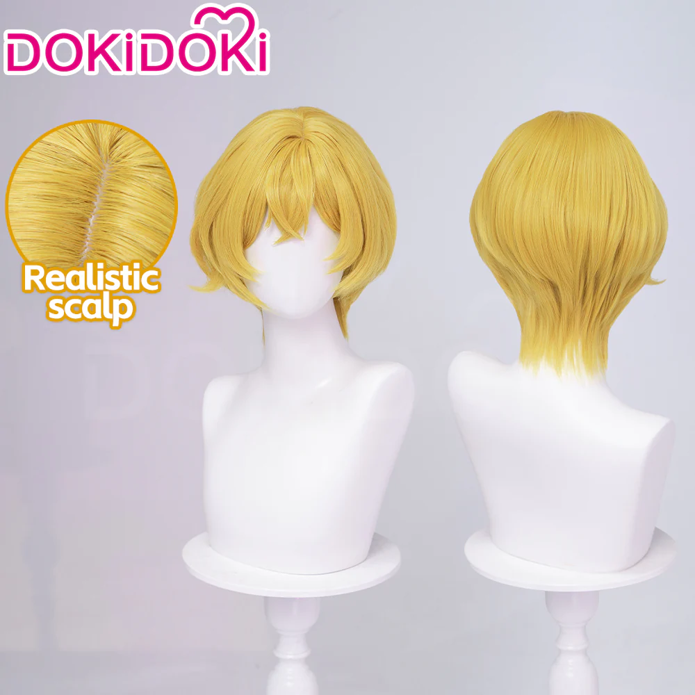 【Ready For Ship】DokiDoki Game Cosplay Wig Short Curly Golden Blond Hair