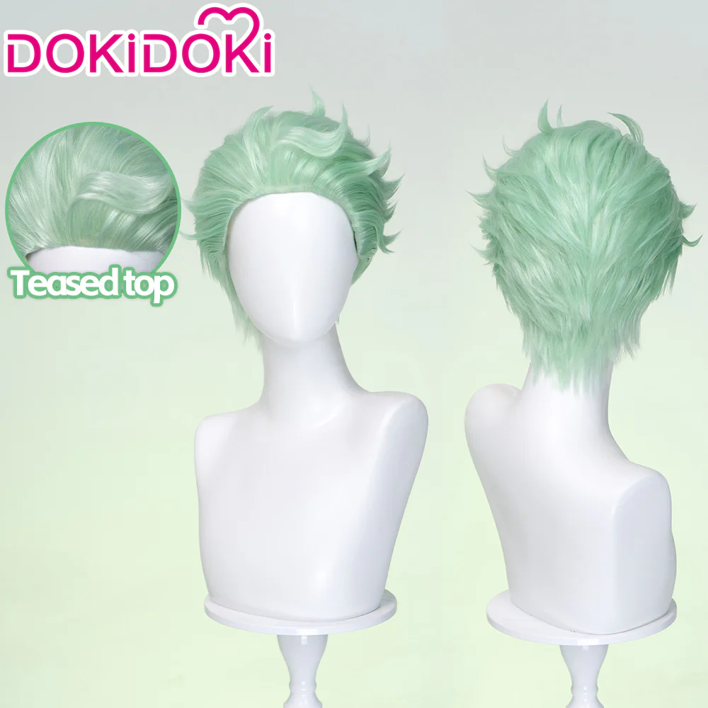 【Ready For Ship】DokiDoki Game Cosplay Wig Short Green Fluffy Hair