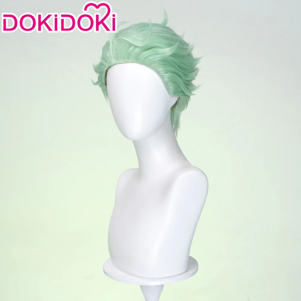 【Ready For Ship】DokiDoki Game Cosplay Wig Short Green Fluffy Hair - Image 2