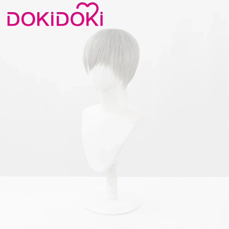 【Ready For Ship】DokiDoki Game Cosplay Wig Short Straight Silver Hair - Image 2