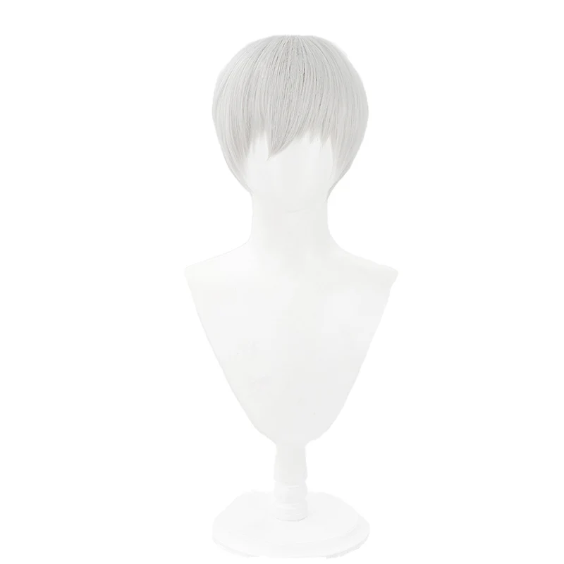 【Ready For Ship】DokiDoki Game Cosplay Wig Short Straight Silver Hair - Image 5