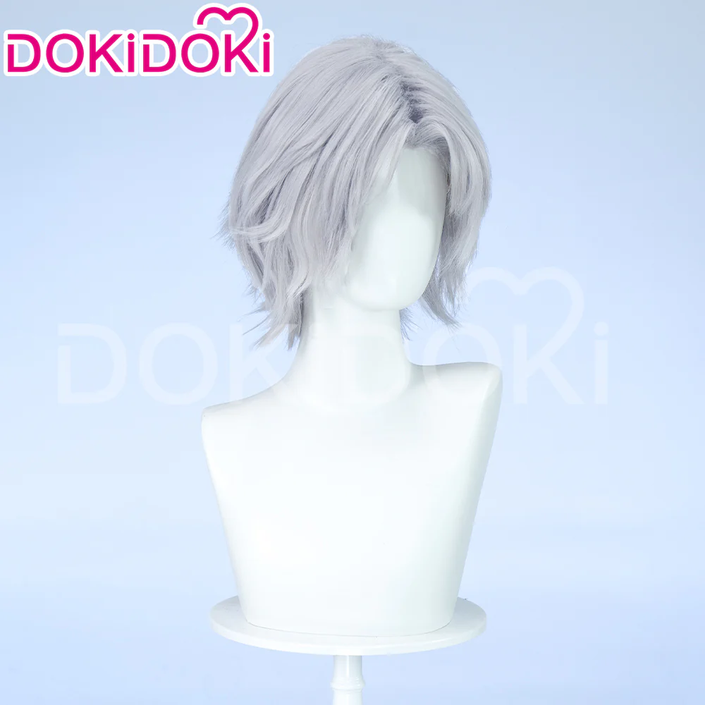【Ready For Ship】DokiDoki Game Cosplay Wig / Necklace Short Straight Dark / Light Grey Men Hair - Image 4
