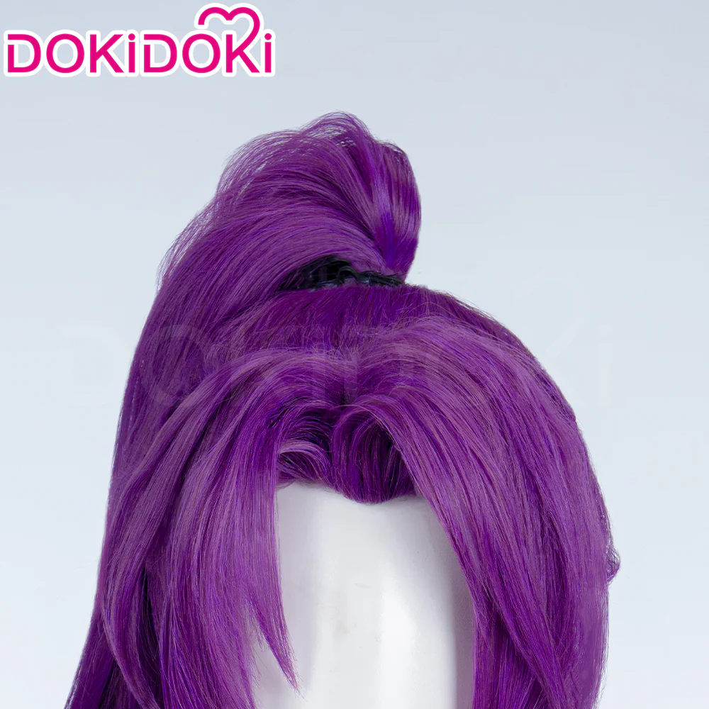 【Partially Ready For Ship】DokiDoki Game Cosplay Woman Wig Long Straight Black Purple Vengeance Skin Blood Kariudo Daring Daifuku - Image 10