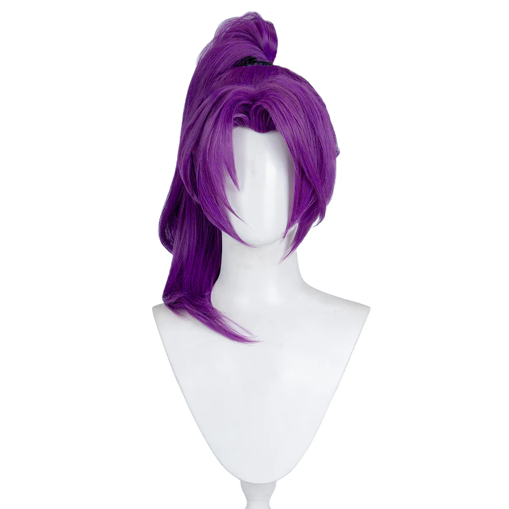 【Partially Ready For Ship】DokiDoki Game Cosplay Woman Wig Long Straight Black Purple Vengeance Skin Blood Kariudo Daring Daifuku - Image 11