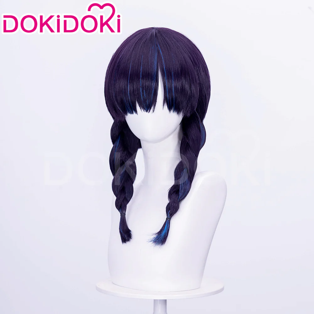 【Partially Ready For Ship】DokiDoki Game Cosplay Woman Wig Long Straight Black Purple Vengeance Skin Blood Kariudo Daring Daifuku - Image 13