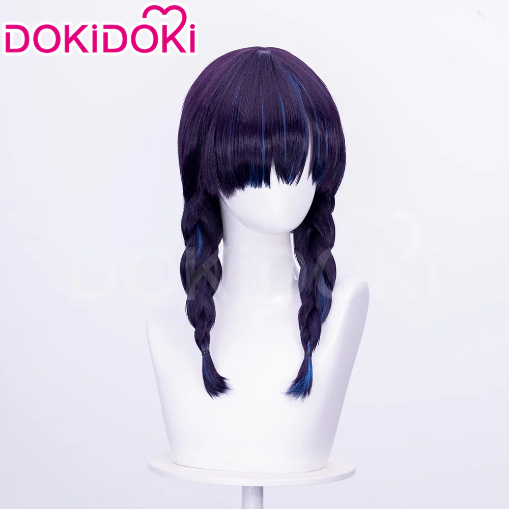【Partially Ready For Ship】DokiDoki Game Cosplay Woman Wig Long Straight Black Purple Vengeance Skin Blood Kariudo Daring Daifuku - Image 14