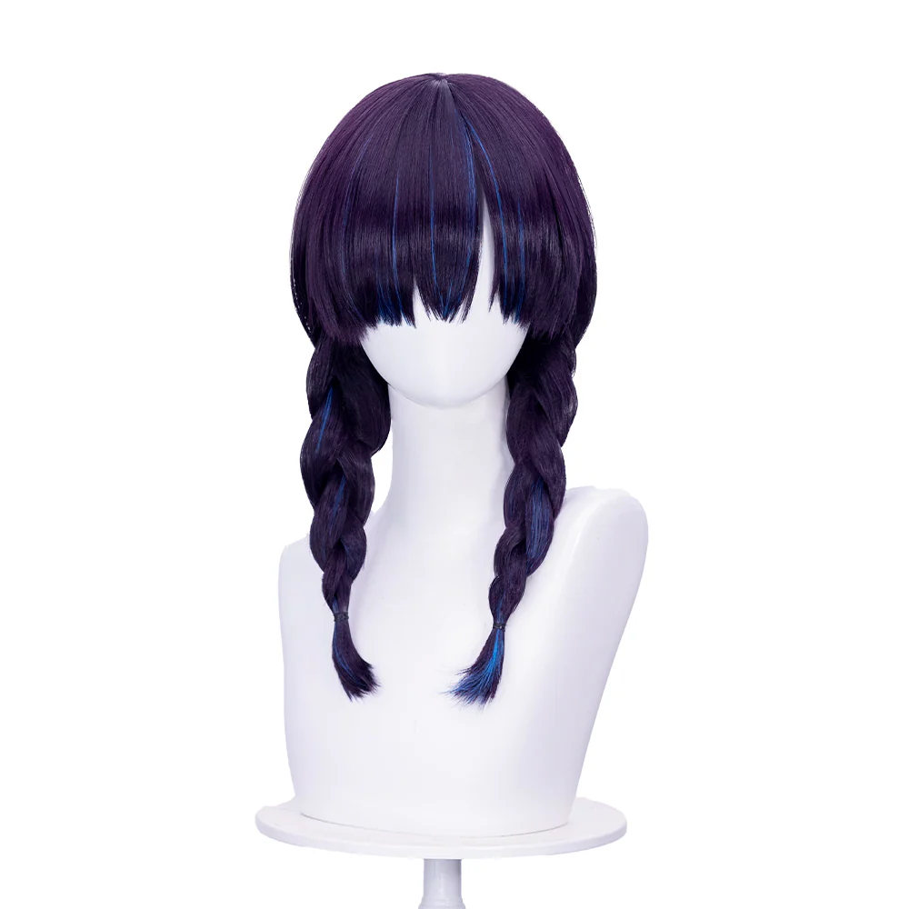 【Partially Ready For Ship】DokiDoki Game Cosplay Woman Wig Long Straight Black Purple Vengeance Skin Blood Kariudo Daring Daifuku - Image 16
