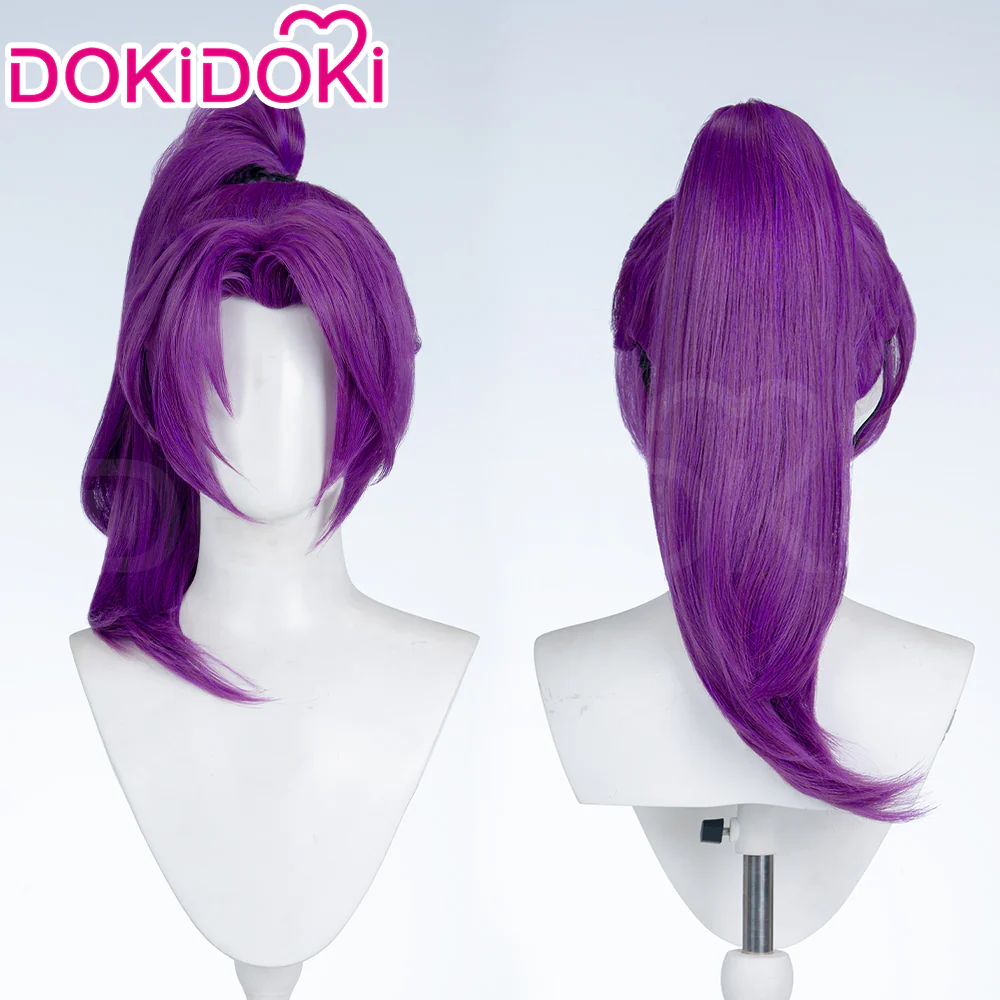 【Partially Ready For Ship】DokiDoki Game Cosplay Woman Wig Long Straight Black Purple Vengeance Skin Blood Kariudo Daring Daifuku - Image 7