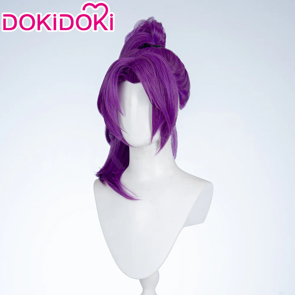 【Partially Ready For Ship】DokiDoki Game Cosplay Woman Wig Long Straight Black Purple Vengeance Skin Blood Kariudo Daring Daifuku - Image 9